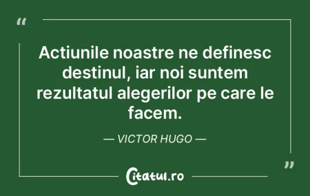 Acțiunile noastre ne definesc destinul,...