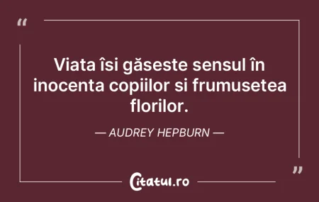 Viața își găsește sensul în inocen...