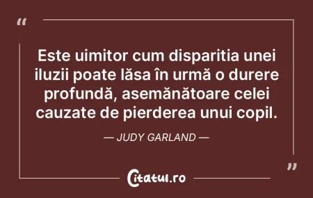 Este uimitor cum dispariția unei iluzii...