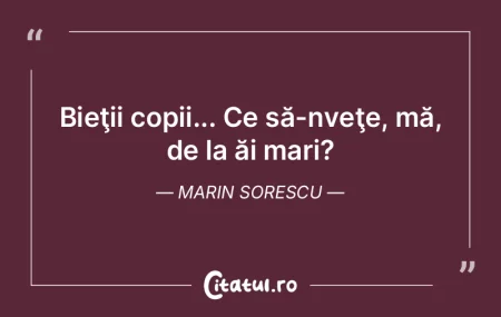 Bieţii copii... Ce să-nveţe, mă, de ...