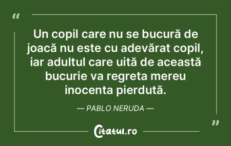 Un copil care nu se bucură de joacă nu... Un copil care nu se bucură de joacă nu...