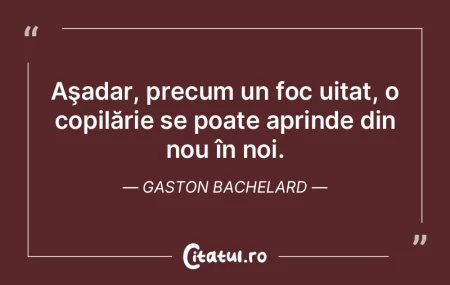 Aşadar, precum un foc uitat, o copilăr...
