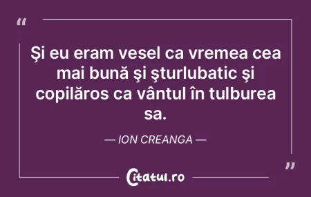 Şi eu eram vesel ca vremea cea mai bun�...