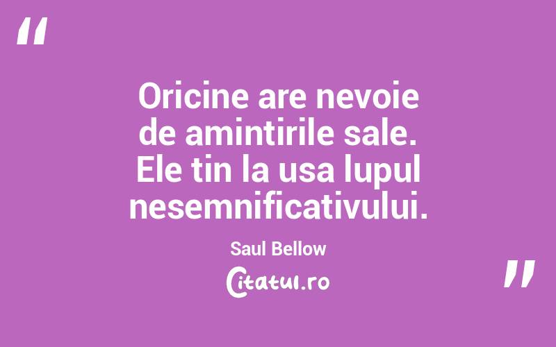 Oricine are nevoie de amintirile sale. Ele tin la usa lupul nesemnificativului. Saul Bellow