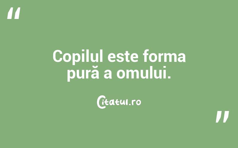 Copilul este forma pură a omului.  