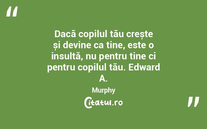 Dacă copilul tău crește și devine ca tine, este o insultă, nu pentru tine ci pentru copilul tău. Edward A. Murphy