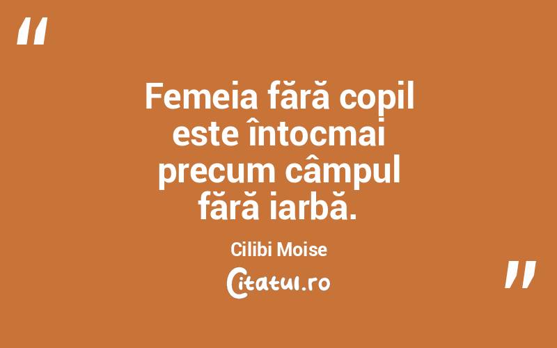 Femeia fără copil este întocmai precum câmpul fără iarbă. Cilibi Moise