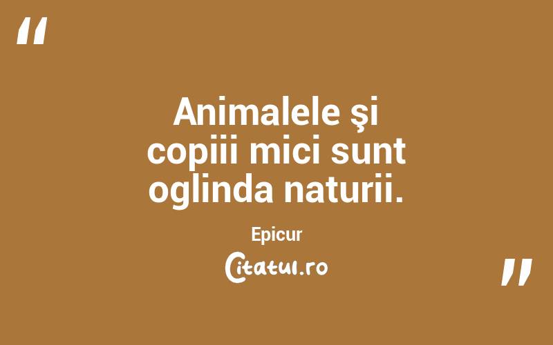 Animalele şi copiii mici sunt oglinda naturii. Epicur