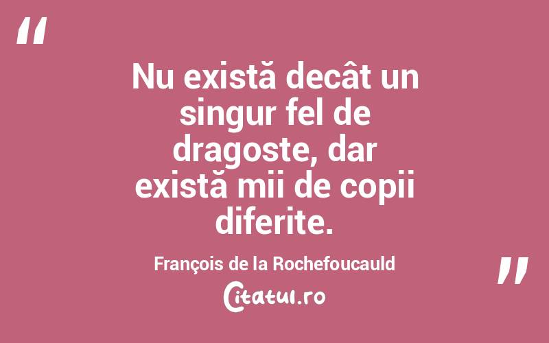 Nu există decât un singur fel de dragoste, dar există mii de copii diferite. François de la Rochefoucauld