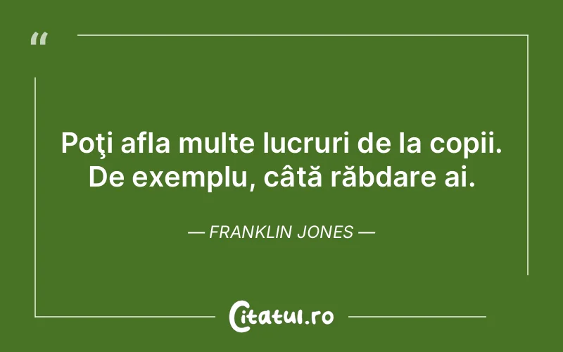 Poţi afla multe lucruri de la copii. De exemplu, câtă răbdare ai. Franklin Jones
