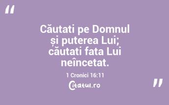 Căutați pe Domnul și puterea Lui; căutați fața Lui neîncetat. 1 Cronici 16:11...