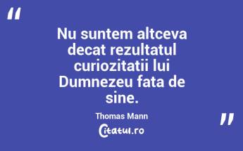 Nu suntem altceva decat rezultatul curiozitatii lui Dumnezeu fata de sine. Thomas Mann...