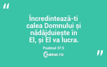 Încredințează-ți calea Domnului și nădăjduiește în El, și El va lucra. Psalmul 37:5...