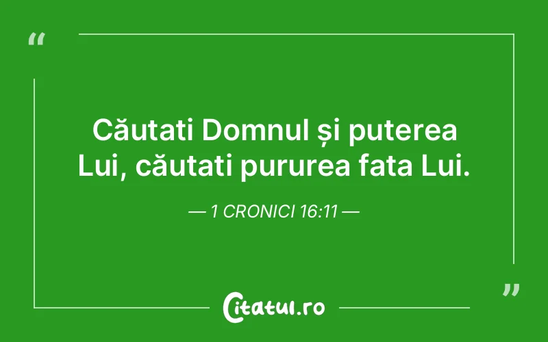 Căutați Domnul și puterea Lui, căutați pururea fața Lui. 1 Cronici 16:11