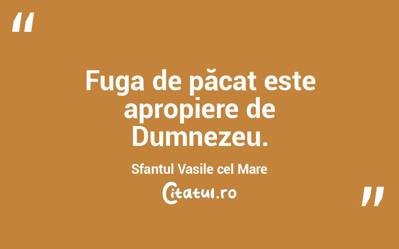Fuga de păcat este apropiere de Dumnezeu. Sfantul Vasile cel Mare