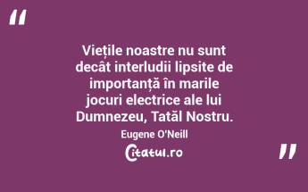 Vieţile noastre nu sunt decât interludii lipsite de importanţă în marile jocuri electrice ale lui Dumnezeu, Tatăl Nostru. Eugene O