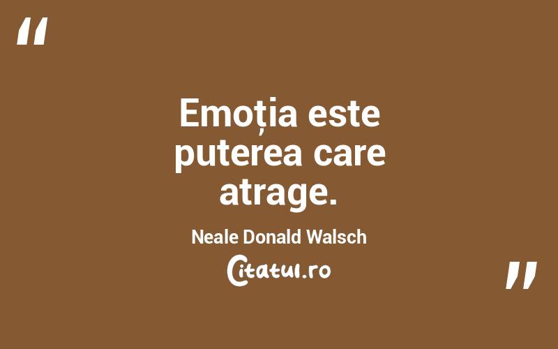 Emoţia este puterea care atrage. Neale Donald Walsch