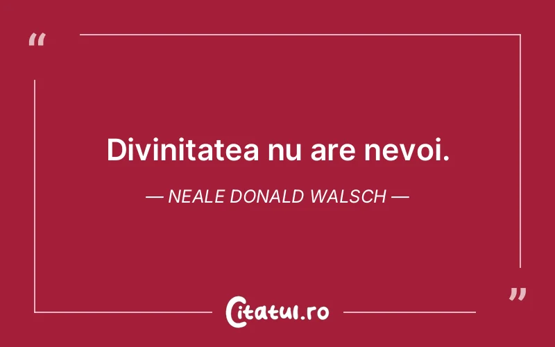 Divinitatea nu are nevoi. Neale Donald Walsch