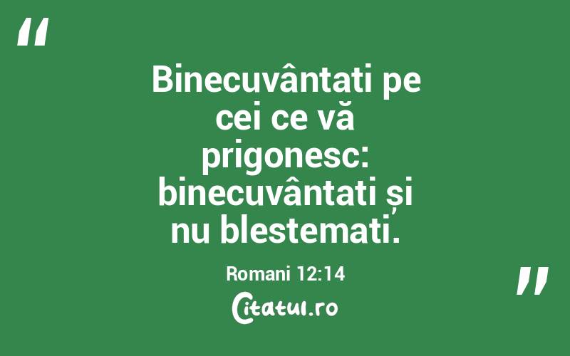 Binecuvântați pe cei ce vă prigonesc: binecuvântați și nu blestemați. Romani 12:14