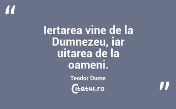 Iertarea vine de la Dumnezeu, iar uitarea de la oameni. Teodor Dume...