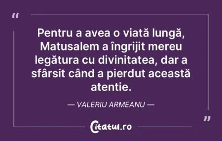 Pentru a avea o viață lungă, Matusale... Pentru a avea o viață lungă, Matusale...