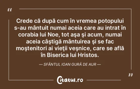 Crede că după cum în vremea potopului... Crede că după cum în vremea potopului...