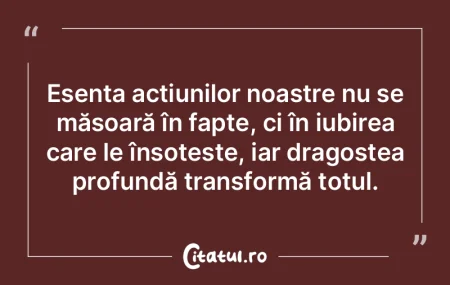 Esența acțiunilor noastre nu se măsoa... Esența acțiunilor noastre nu se măsoa...