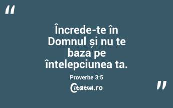 Încrede-te în Domnul și nu te baza pe înțelepciunea ta. Proverbe 3:5...