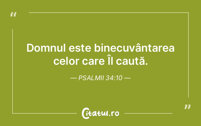 Domnul este binecuvântarea celor care Îl caută. Psalmii 34:10
