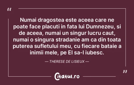 Numai dragostea este aceea care ne poate...