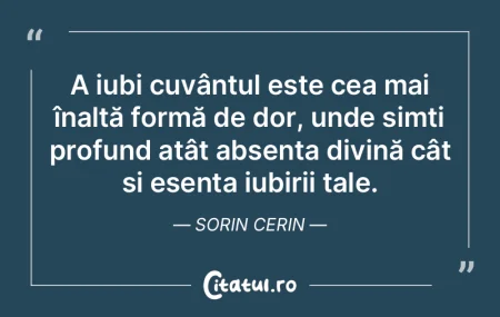 A iubi cuvântul este cea mai înaltă f... A iubi cuvântul este cea mai înaltă f...