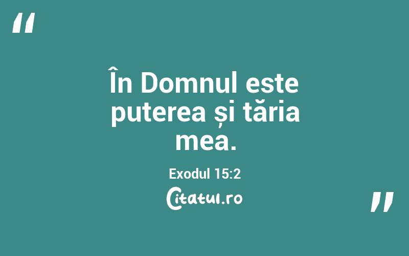 În Domnul este puterea și tăria mea. Exodul 15:2
