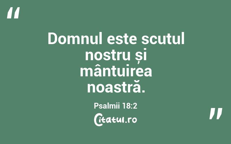 Domnul este scutul nostru și mântuirea noastră. Psalmii 18:2
