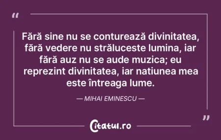 Fără sine nu se conturează divinitate... Fără sine nu se conturează divinitate...
