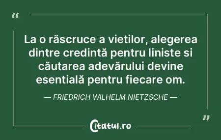 La o răscruce a vieților, alegerea din... La o răscruce a vieților, alegerea din...