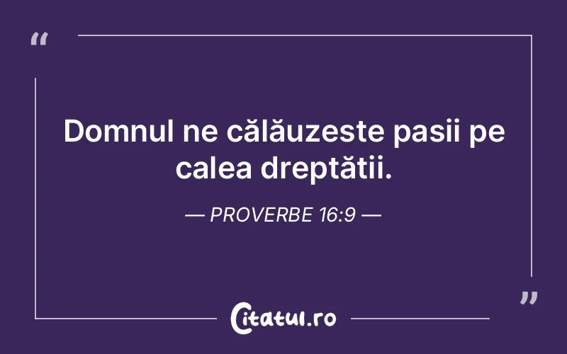 Domnul ne călăuzește pașii pe calea dreptății. Proverbe 16:9