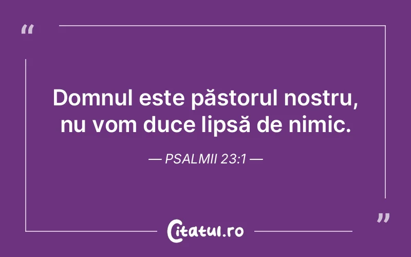 Domnul este păstorul nostru, nu vom duce lipsă de nimic. Psalmii 23:1