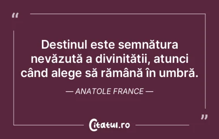 Destinul este semnătura nevăzută a di...