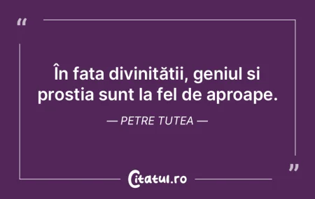 În fața divinității, geniul și pros...