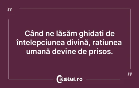 Când ne lăsăm ghidați de înțelepci...
