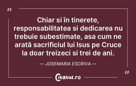 Chiar și în tinerețe, responsabilitat...