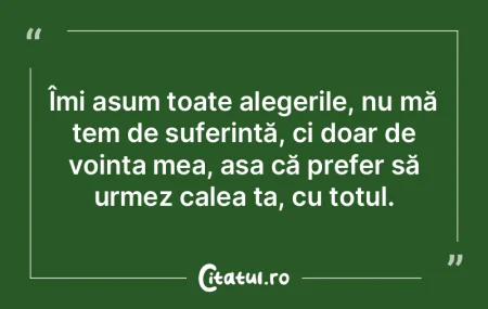 Îmi asum toate alegerile, nu mă tem de... Îmi asum toate alegerile, nu mă tem de...