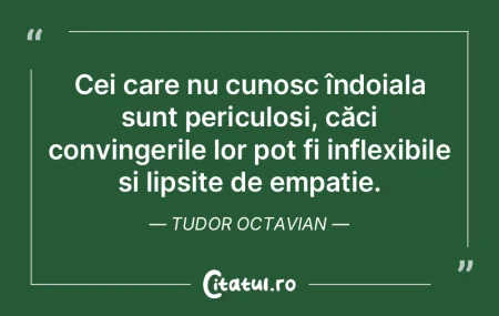 Cei care nu cunosc îndoiala sunt pericu... Cei care nu cunosc îndoiala sunt pericu...