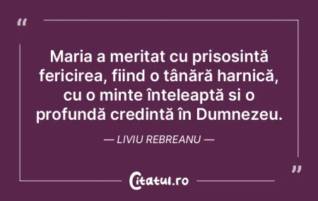 Maria a meritat cu prisosință fericire... Maria a meritat cu prisosință fericire...