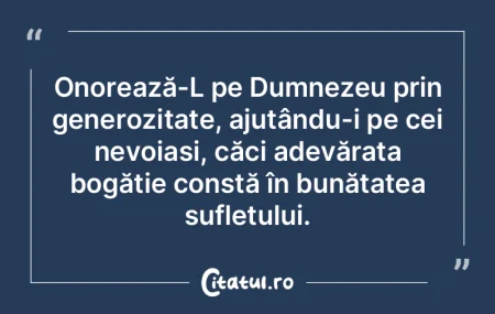 Onorează-L pe Dumnezeu prin generozitat...