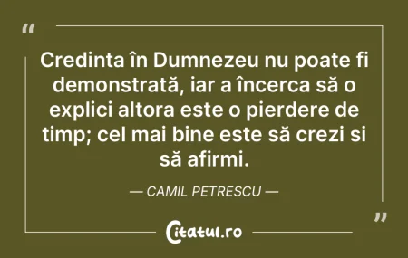 Credința în Dumnezeu nu poate fi demon... Credința în Dumnezeu nu poate fi demon...