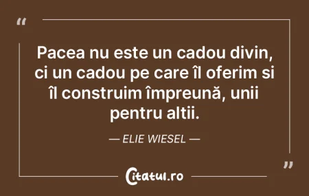 Pacea nu este un cadou divin, ci un cado... Pacea nu este un cadou divin, ci un cado...