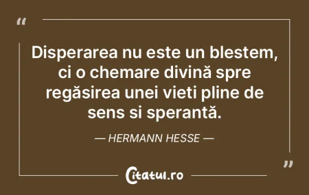 Disperarea nu este un blestem, ci o chem... Disperarea nu este un blestem, ci o chem...