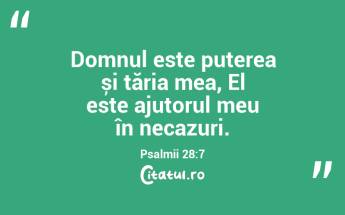 Domnul este puterea și tăria mea, El este ajutorul meu în necazuri. Psalmii 28:7...