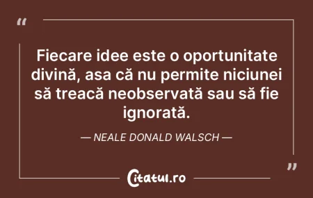 Fiecare idee este o oportunitate divină... Fiecare idee este o oportunitate divină...